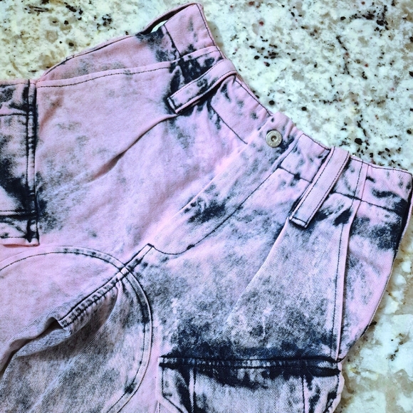 Marques Almeida Acid Wash Cropped Highwaisted Jeans Small Pink/Purple - Picture 3 of 10